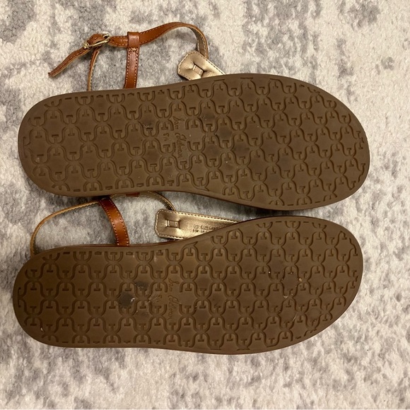 Sam Edelman Tan Croc-Pattern Sandals - Picture 2 of 3